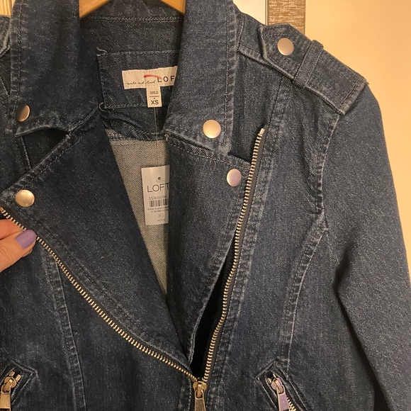 LOFT Dark Blue Denim Jacket XS petite - Picture 5 of 13